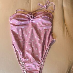 Pink Polka Dot One-Piece Swimsuit Size Small
